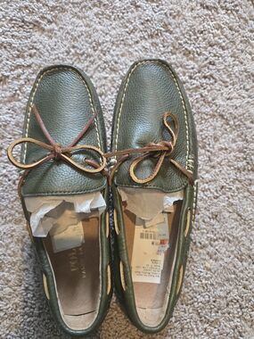 Men's Olive Green Leather Driving Moccasins